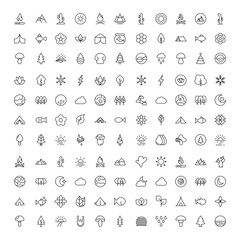 Nature line icon set.