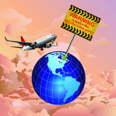 Warning quarantine restrictions apply sign relating to countries quarantining incoming international passenger arrivals due to the worldwide pandemic