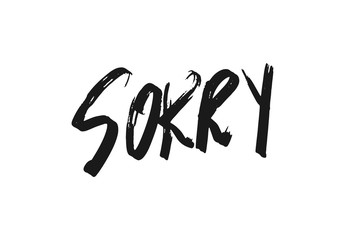 Sorry lettering handwritten text, slogan, phrase. vector illustration