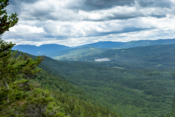 Fototapeta na wymiar Southern view from White Rocks Mountain over the Vallet through whihch Vermont Route 7 runs