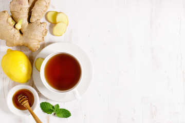ginner tea with fresh lemon and honey