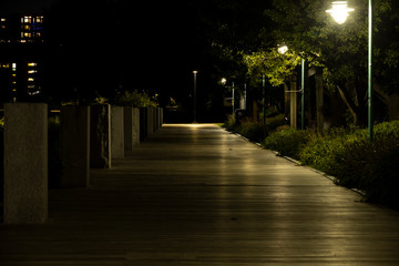 Burlingto's waterfront park pier provides tourists and residents with a well-lit walking area on the shore of Lake Champlain.