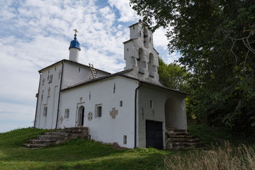 Fototapeta na wymiar St. Nicholas church (XVII century) in ancient Truvorovo settlement . Izborsk, Pskov Region, Russia.