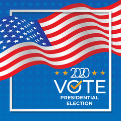 United States of America Presidential Election 2020 Vector illustration. USA Presidential Election 2020 Vector banner background design. 2020 US Presidential Election with America Flag Vector Design.