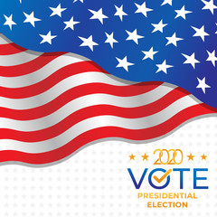 United States of America Presidential Election 2020 Vector illustration. USA Presidential Election 2020 Vector banner background design. 2020 US Presidential Election with America Flag Vector Design.