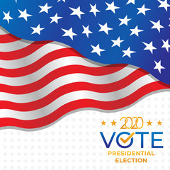 Fototapeta premium United States of America Presidential Election 2020 Vector illustration. USA Presidential Election 2020 Vector banner background design. 2020 US Presidential Election with America Flag Vector Design.