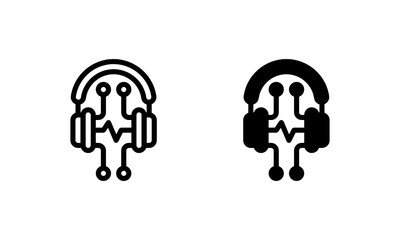 Headset, Headphone Electronic Music and Disk Icon, Logo, Vector