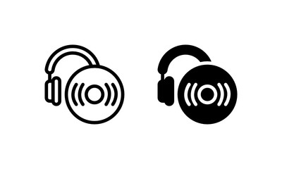 Electronic Music and Disk Icon, Logo, Vector