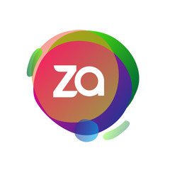 Letter ZA logo with colorful splash background, letter combination logo design for creative industry, web, business and company.