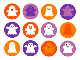 ハロウィン　おばけ　アイコン © バクもどき