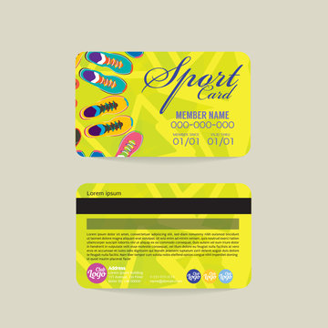 Front And Back Sport Member Card Template Vector Illustration