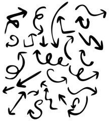 Set of hand drawn arrows isolated on white background. Vector illustration.