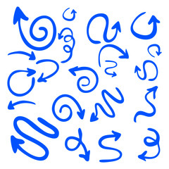 Set of hand drawn arrows isolated on white background. Vector illustration.