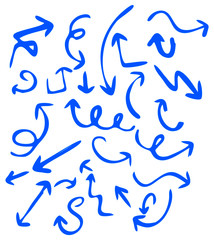 Set of hand drawn arrows isolated on white background. Vector illustration.