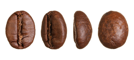 Roasted coffee beans isolated in white background
