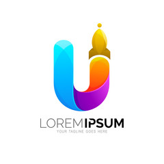 U logo , Letter u logo and rocket design combination, 3d icons © nur