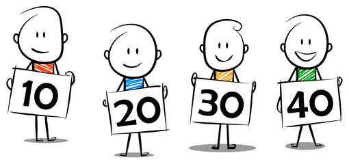 cartoon stickman grade or judgement poster.vector illustration.