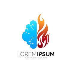 human fire head icon logo design element, fire and head icon, head fire logo design template inspiration