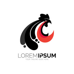 Chicken logo with simple design template