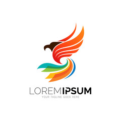 Eagle with sport logo design template, Colorful icons