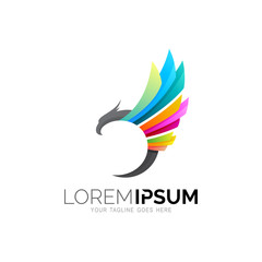 Eagle with sport logo design template, Colorful icons