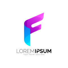 Letter F logo design illustration, Paper logo with letter F