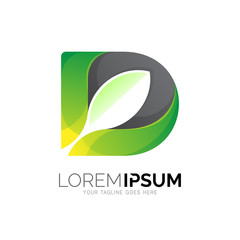 Fototapeta premium D logo design and leaf icon, Nature logos