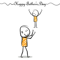 happy father's day cartoon stickman poster with copy space for your text. vector illustration.