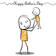 happy father's day cartoon stickman poster with copy space for your text. vector illustration.