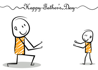 happy father's day cartoon stickman poster with copy space for your text. vector illustration.