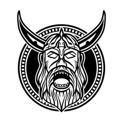 angry viking head creative logo concept