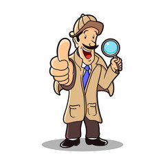 detective cartoon character vector illustration