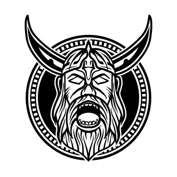 angry viking head creative logo concept