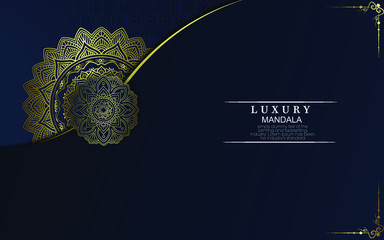 Luxury gold mandala ornate background for wedding invitation, book cover with mandala element style premium vector