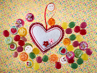 Multi-colored delicious lollipops. Various sweets.