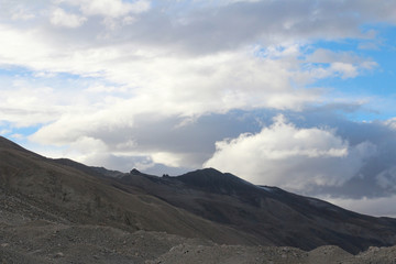 View of mountains with the clouds from Everest Base Camp, Tibet