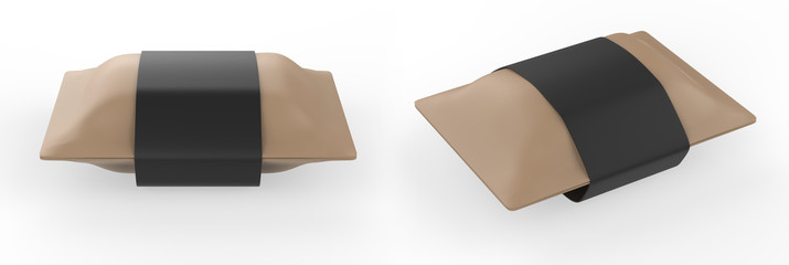 blank plastic food tray container with clear label template. realistic packaging mock up. 3d illustration