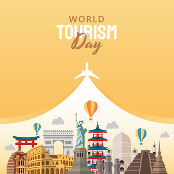 hand drawn illustration of world tourism day concept. Vector Illustration
