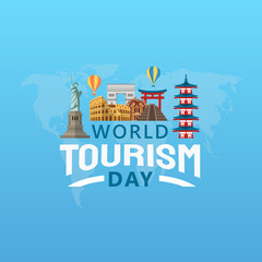 Obraz premium hand drawn illustration of world tourism day concept. Vector Illustration