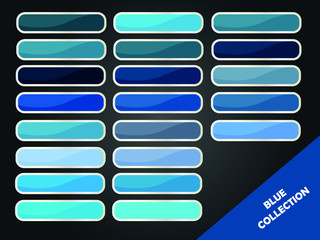 Collection of blank web buttons in different shades of blue. Web design. Web elements.