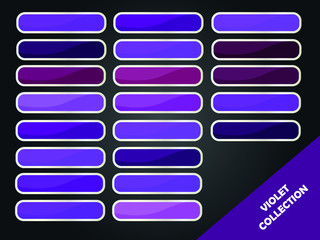 Collection of blank web buttons in different shades of violet. Web design. Web elements.