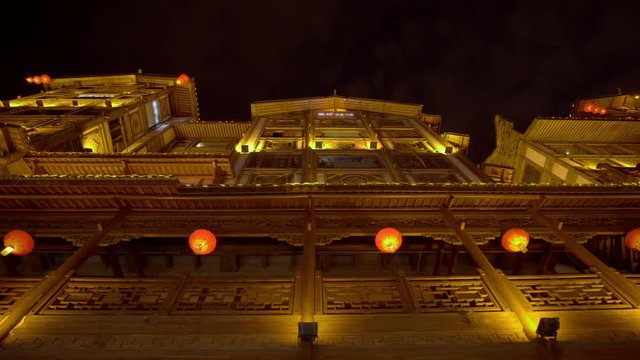 Moving shot of Hongya Cave in Chongqing