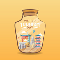 hand drawn illustration of world tourism day concept. Vector Illustration