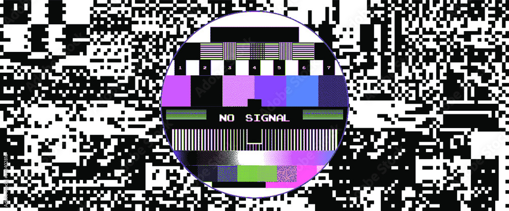 Aufkleber Abstract pixelated background with flickers and datamoshing effect. Vaporwave and cyberpunk style aesthetics.