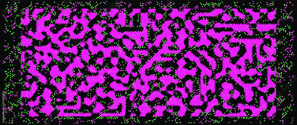 Poster Abstract pixelated background with flickers and datamoshing effect. Vaporwave and cyberpunk style aesthetics.