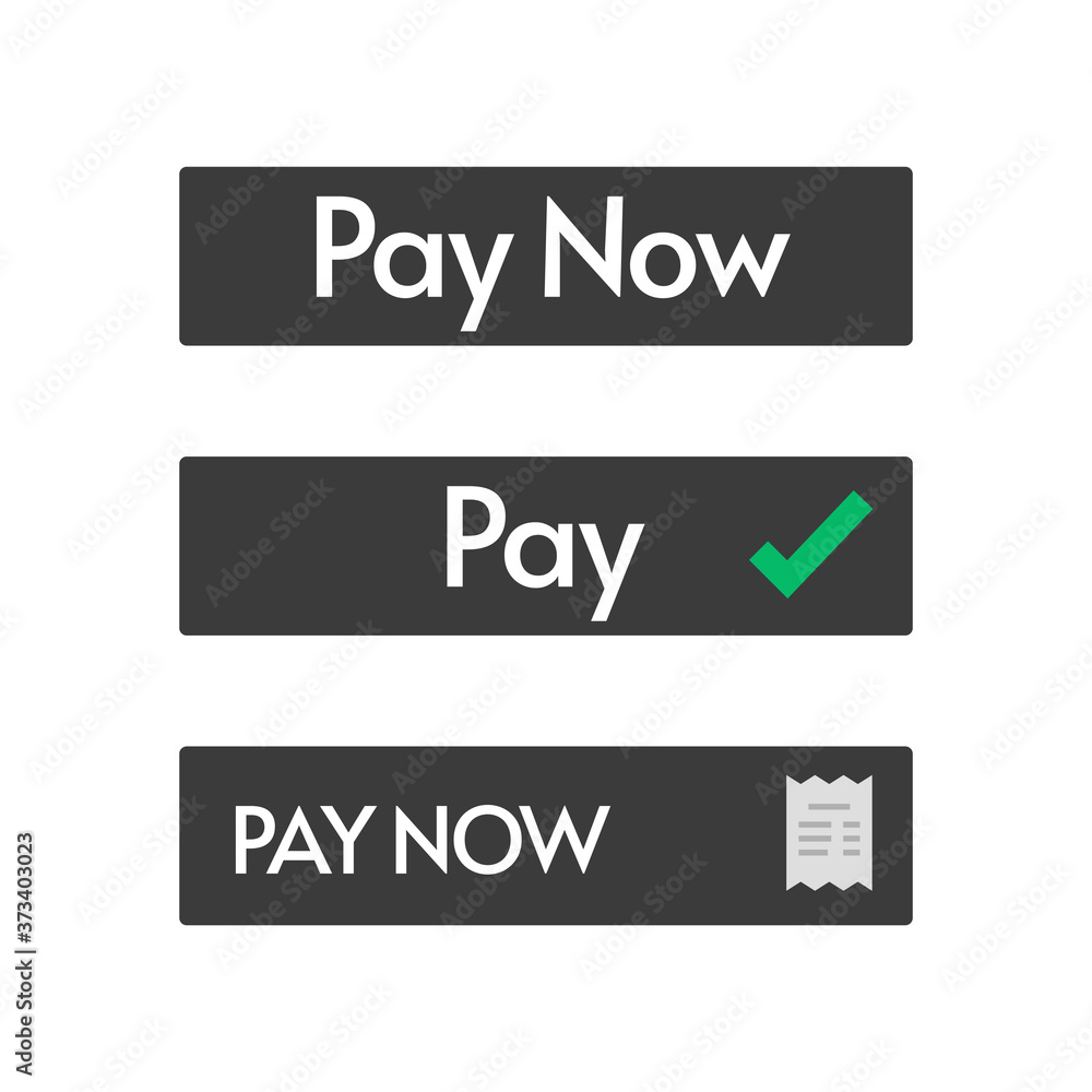Poster pay now button vector design ui element flat style black color, payment online web link icon