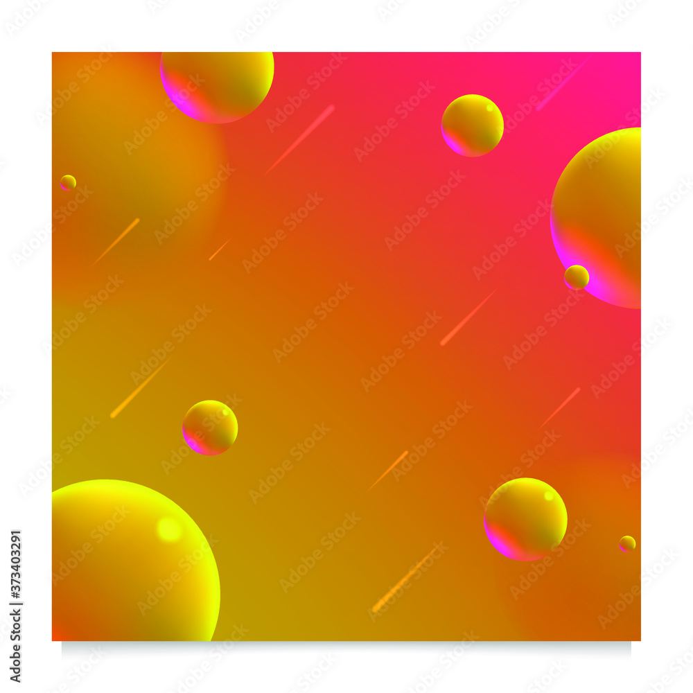 Poster realistic abstract poster with fluid shapes on colorful background