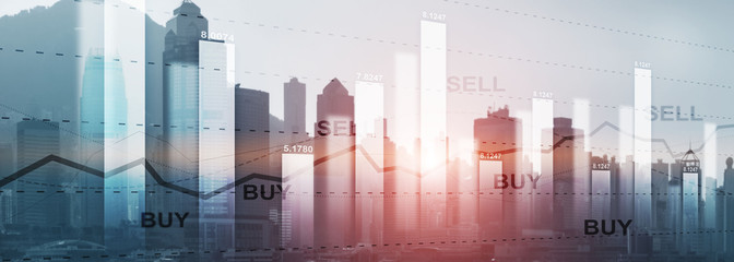 Trading Finance stock market graph chart diagram business forex exchange concept website header.