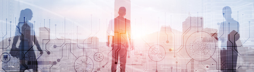 Electronic Circuit Business Technology Background. Communication and engineering concept.