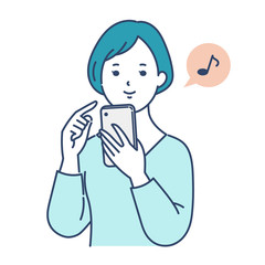 スマホを見ている女性